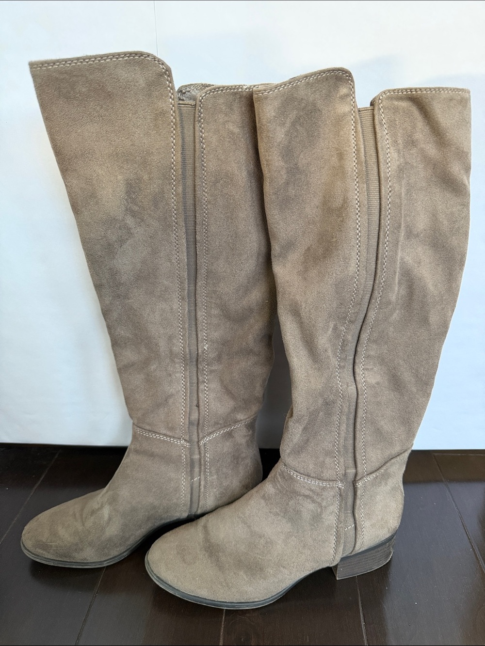 Merona Taupe Suede Knee-High Heeled Boots
